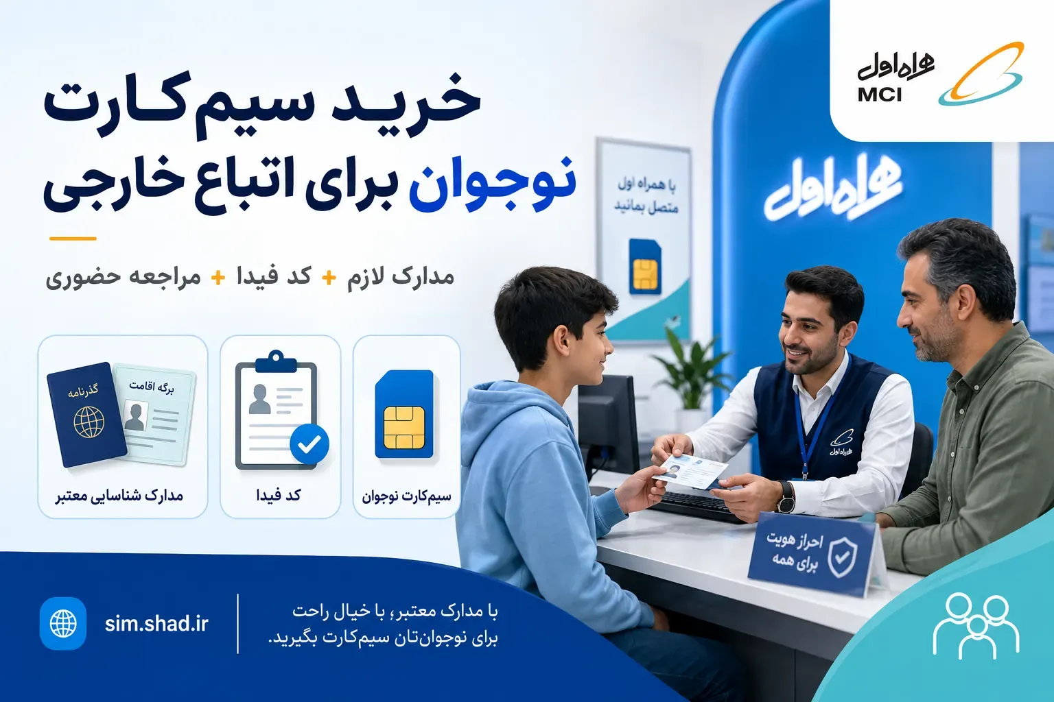 خرید سیم کارت نوجوان همراه اول برای اتباع خارجی با کد فیدا و مدارک لازم